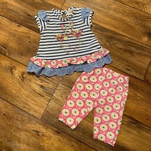 Rare Editions Flamingo 2 pc set; 6-9 months